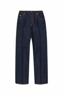 FERRAGAMO GRANATOWY Jeansy z logo