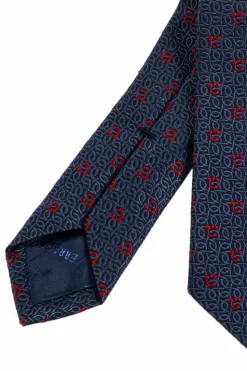 FERRAGAMO GRANATOWY Jedwabny krawat