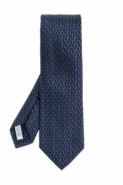 FERRAGAMO GRANATOWY Jedwabny krawat