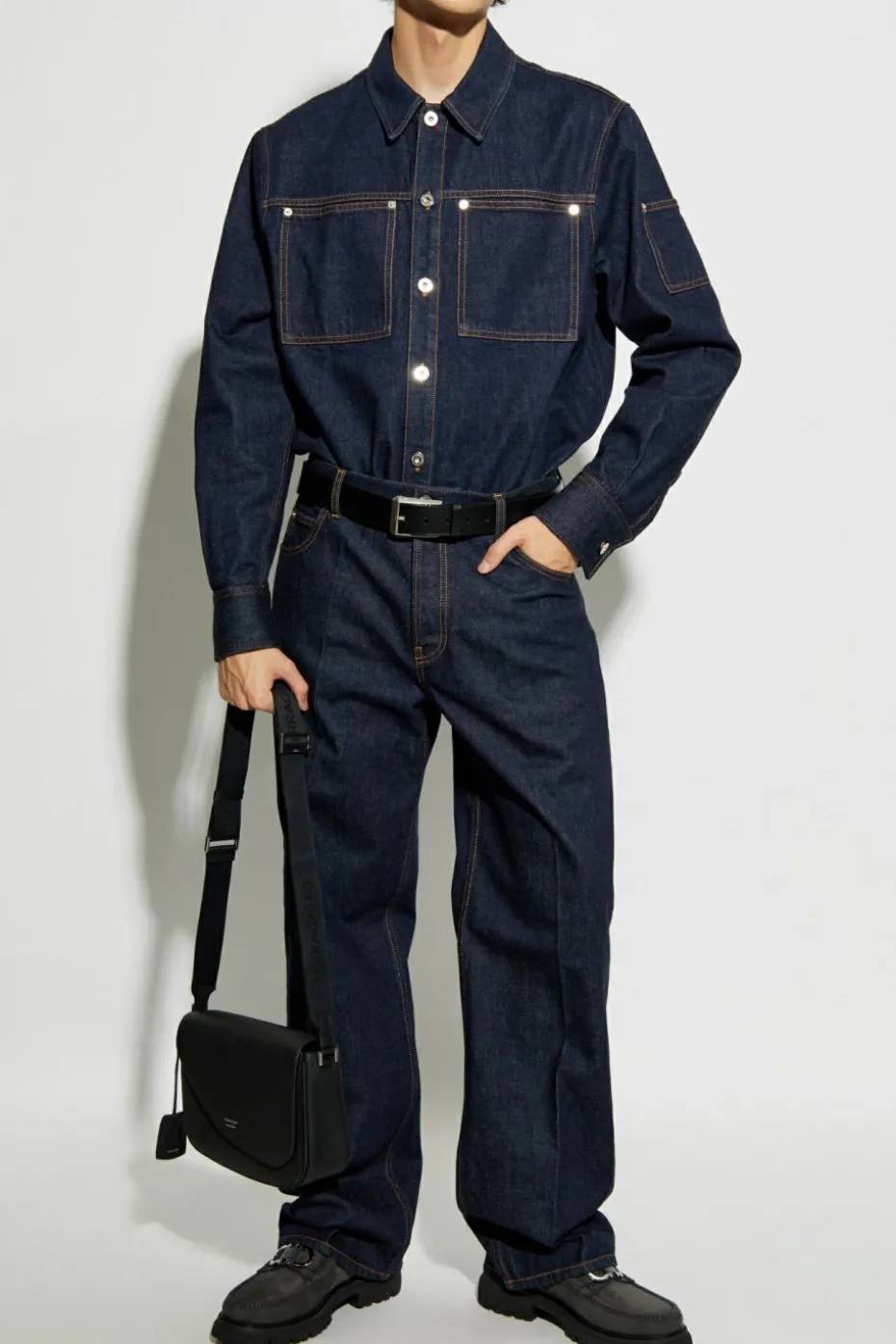 FERRAGAMO GRANATOWY Koszula jeansowa
