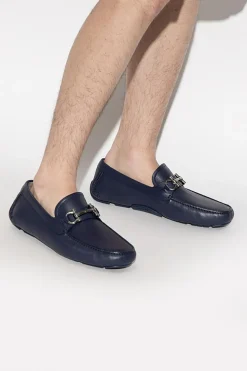 FERRAGAMO GRANATOWY Mokasyny ‘Parigi’