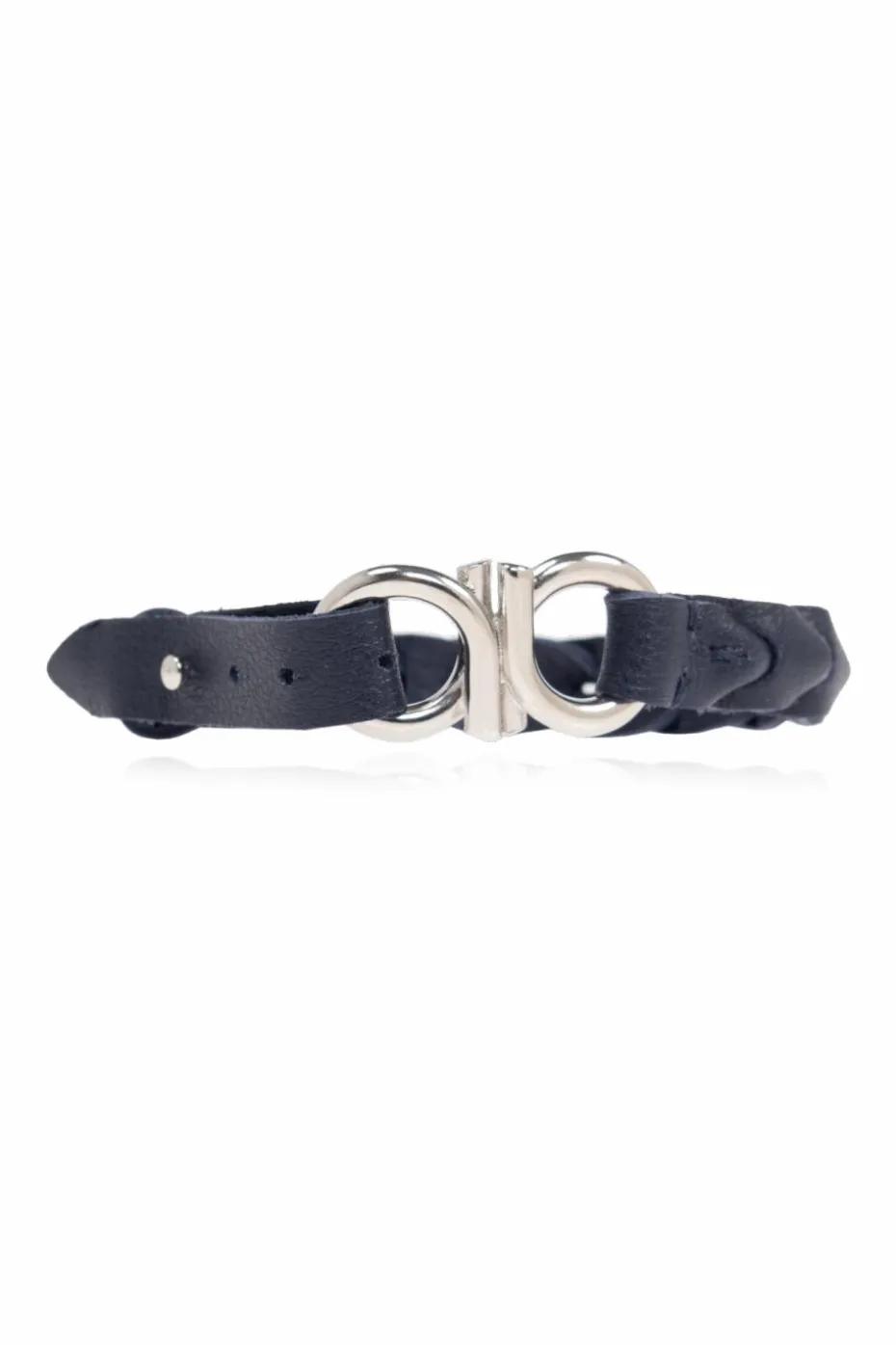 FERRAGAMO GRANATOWY Skórzana bransoleta