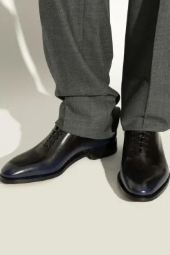 FERRAGAMO GRANATOWY Skórzane buty `Angiolo