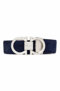FERRAGAMO GRANATOWY Skórzany pasek