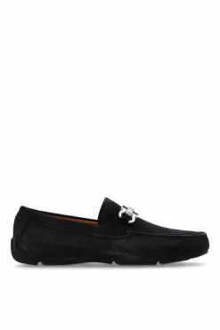 FERRAGAMO GRANATOWY Skórzane buty ‘Parigi’