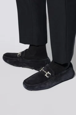 FERRAGAMO GRANATOWY Skórzane buty ‘Parigi’