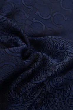 FERRAGAMO GRANATOWY Szal z monogramem