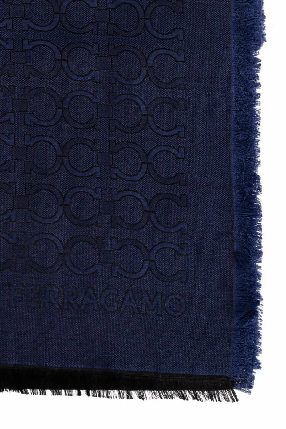 FERRAGAMO GRANATOWY Szal z monogramem