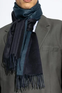 FERRAGAMO GRANATOWY Szal z logo