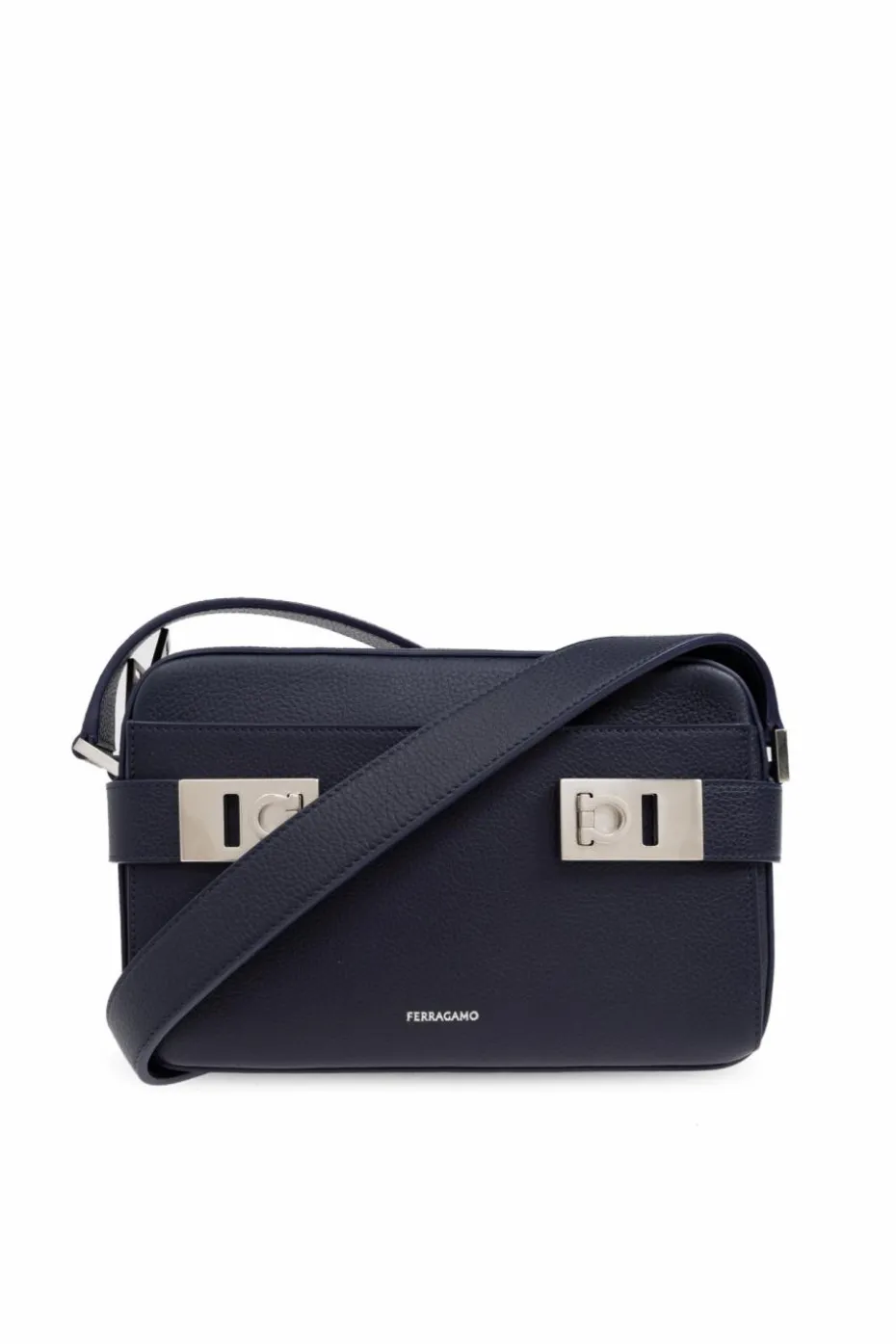 FERRAGAMO GRANATOWY Torba na ramię `Twins`