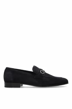 FERRAGAMO GRANATOWY Zamszowe buty `Balty`
