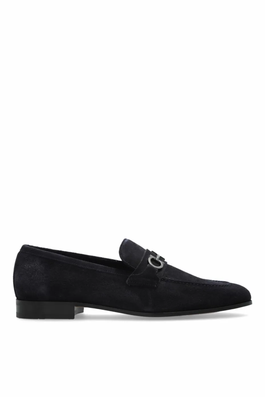 FERRAGAMO GRANATOWY Zamszowe buty `Balty`