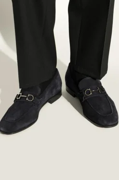 FERRAGAMO GRANATOWY Zamszowe buty `Balty`