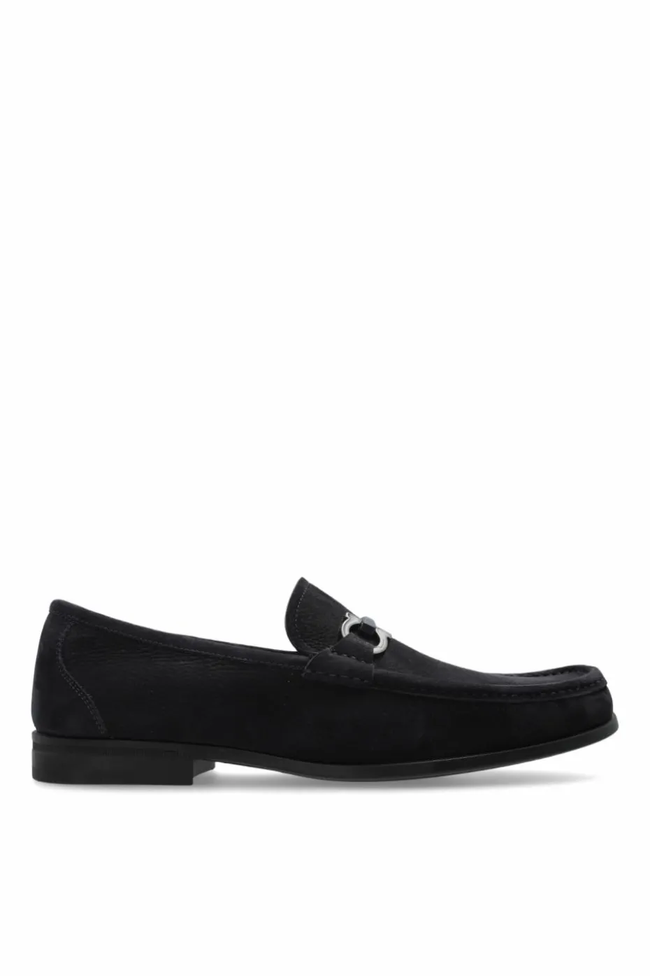FERRAGAMO GRANATOWY Zamszowe buty `Grandioso`