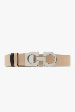 FERRAGAMO kremowy Dwustronny pasek