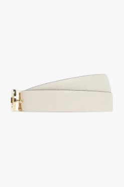 FERRAGAMO kremowy Dwustronny skórzany pasek