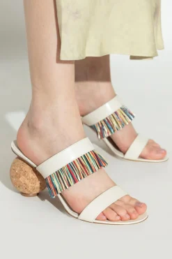 FERRAGAMO kremowy Klapki na obcasie