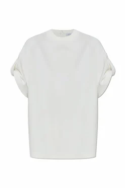 FERRAGAMO kremowy T-shirt o luźnym kroju