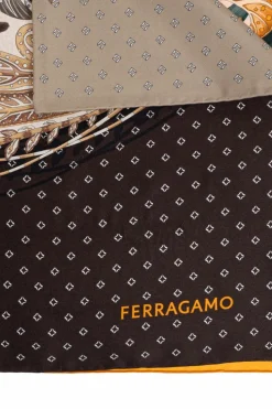FERRAGAMO MULTIKOLOR Jedwabna chusta z nadrukiem