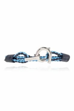 FERRAGAMO NIEBIESKI Skórzana bransoleta