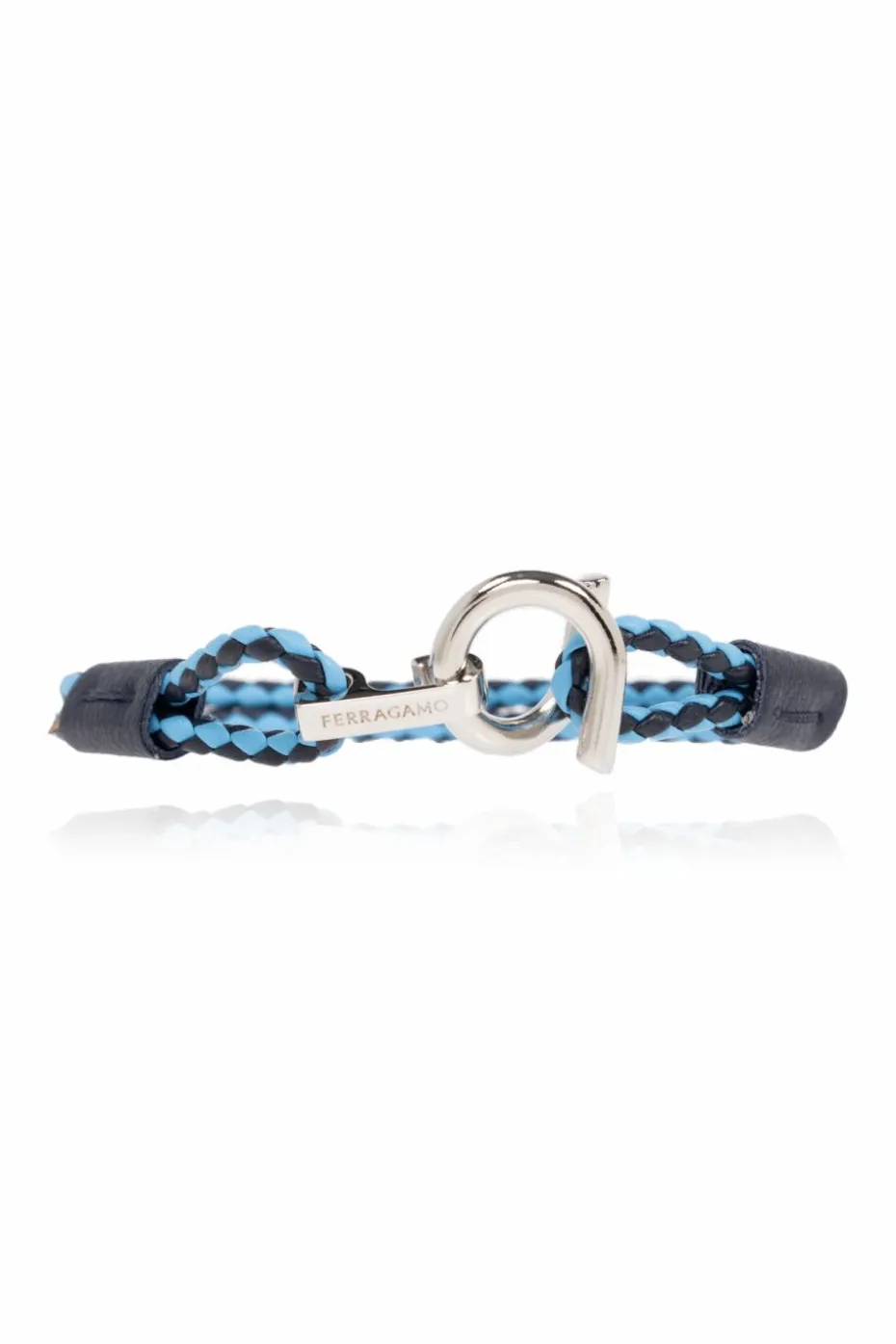 FERRAGAMO NIEBIESKI Skórzana bransoleta