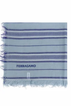 FERRAGAMO NIEBIESKI Wełniany szal