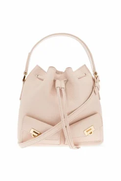 FERRAGAMO RÓŻOWY Skórzana torba na ramię typu `bucket`