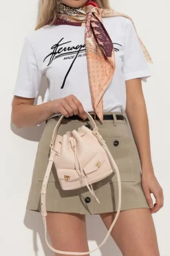 FERRAGAMO RÓŻOWY Skórzana torba na ramię typu `bucket`