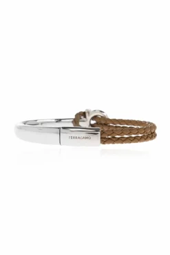 FERRAGAMO SREBRNY Bransoleta z logo