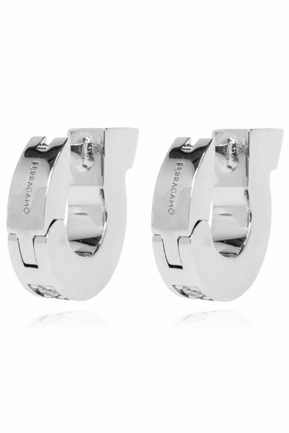 FERRAGAMO SREBRNY Kolczyki z logo