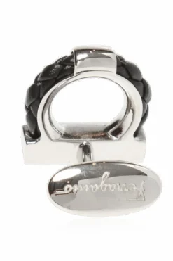 FERRAGAMO SREBRNY Spinki do mankietów z motywem ‘Gancini’