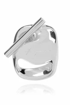 FERRAGAMO SREBRNY Srebrne kolczyki z wygrawerowanym logo