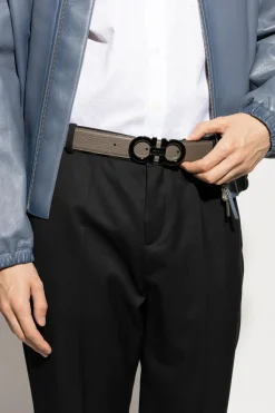 FERRAGAMO SZARY Dwustronny pasek