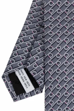 FERRAGAMO SZARY Jedwabny krawat