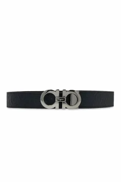 FERRAGAMO SZARY Pasek z logo