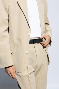 FERRAGAMO SZARY Pasek z logo