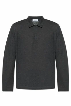 FERRAGAMO SZARY Polo z długimi rękawami