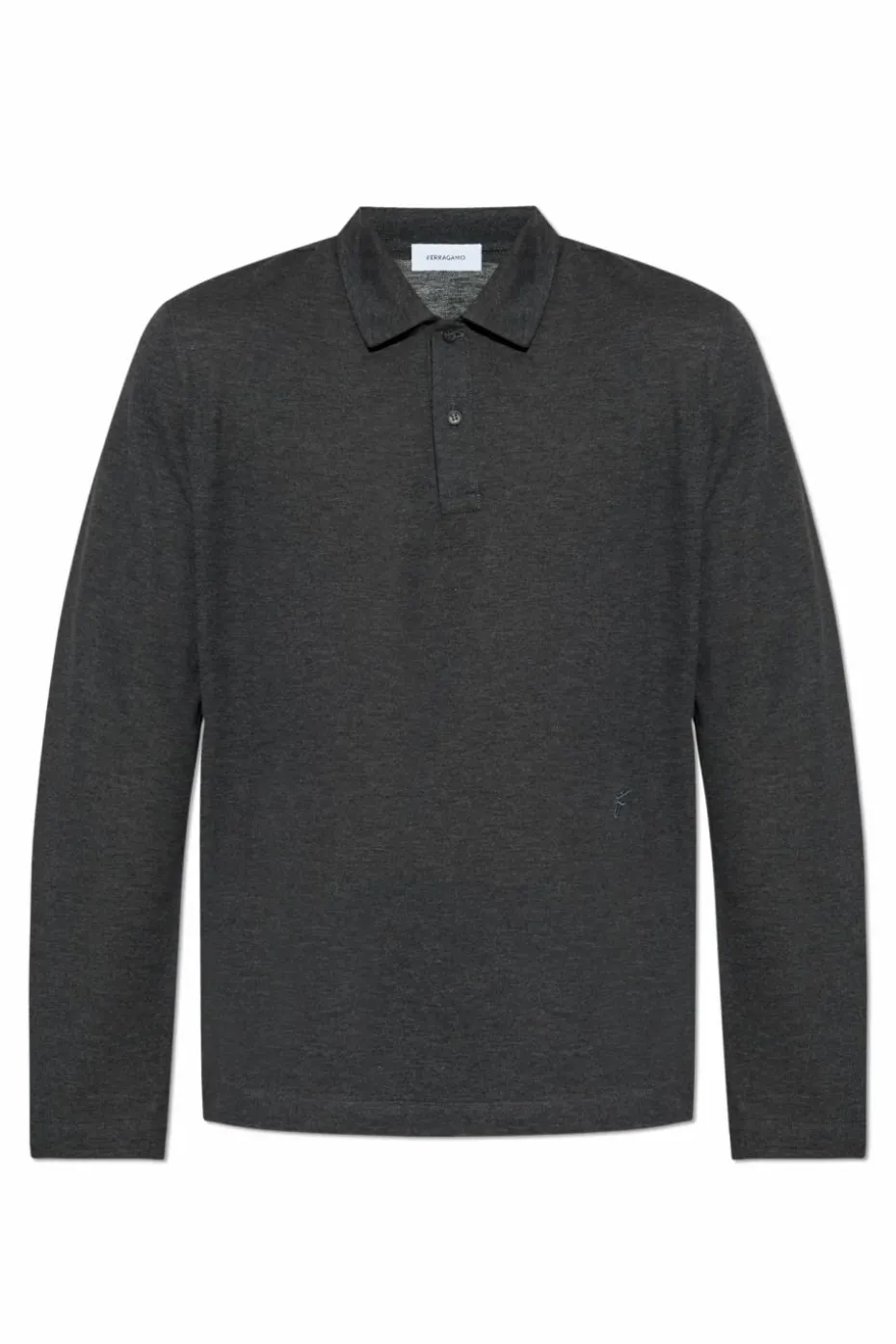FERRAGAMO SZARY Polo z długimi rękawami