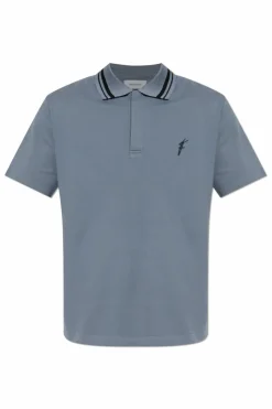 FERRAGAMO SZARY Polo z wyszytym logo