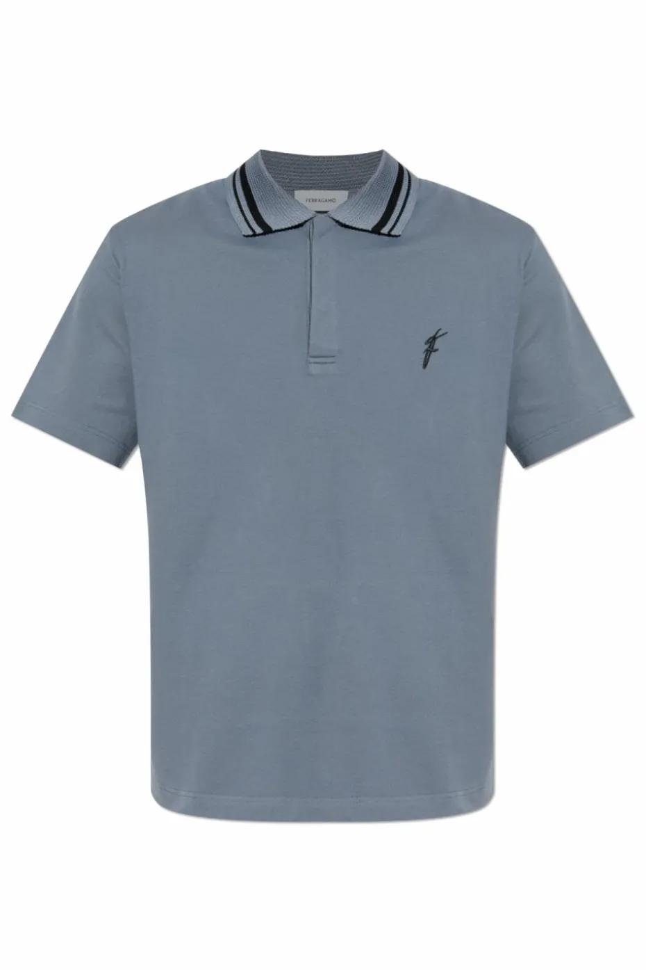 FERRAGAMO SZARY Polo z wyszytym logo