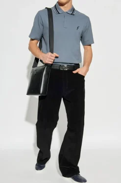 FERRAGAMO SZARY Polo z wyszytym logo