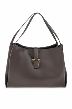 FERRAGAMO SZARY Skórzana torba na ramię