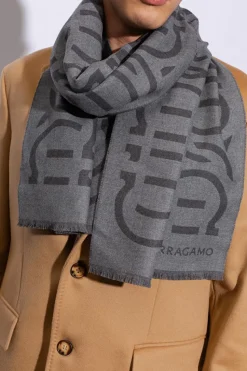 FERRAGAMO SZARY Szal z logo