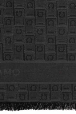 FERRAGAMO SZARY Szal z monogramem