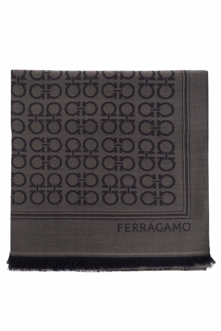 FERRAGAMO SZARY Szal z monogramem