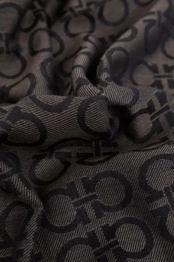 FERRAGAMO SZARY Szal z monogramem