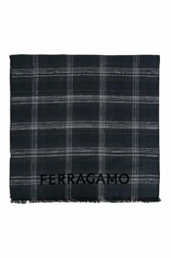 FERRAGAMO SZARY Wełniany szal