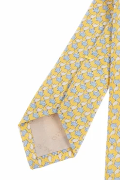 FERRAGAMO ŻÓŁTY Jedwabny krawat