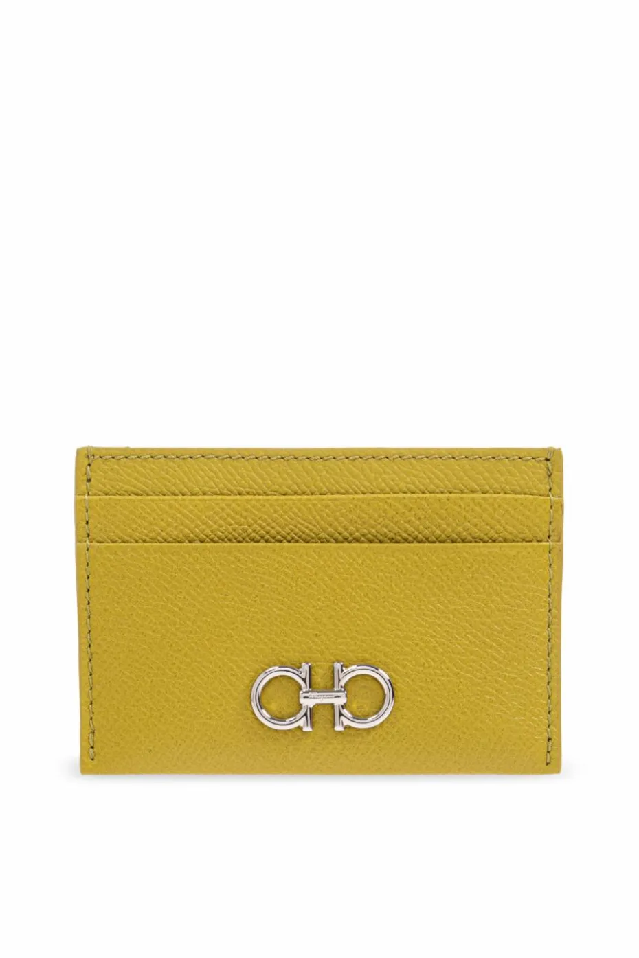 FERRAGAMO ZIELONY Etui na karty z aplikacją w kształcie logo
