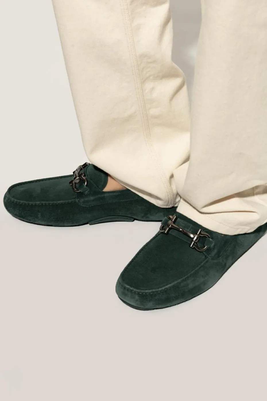 FERRAGAMO ZIELONY Mokasyny `Parigi New`